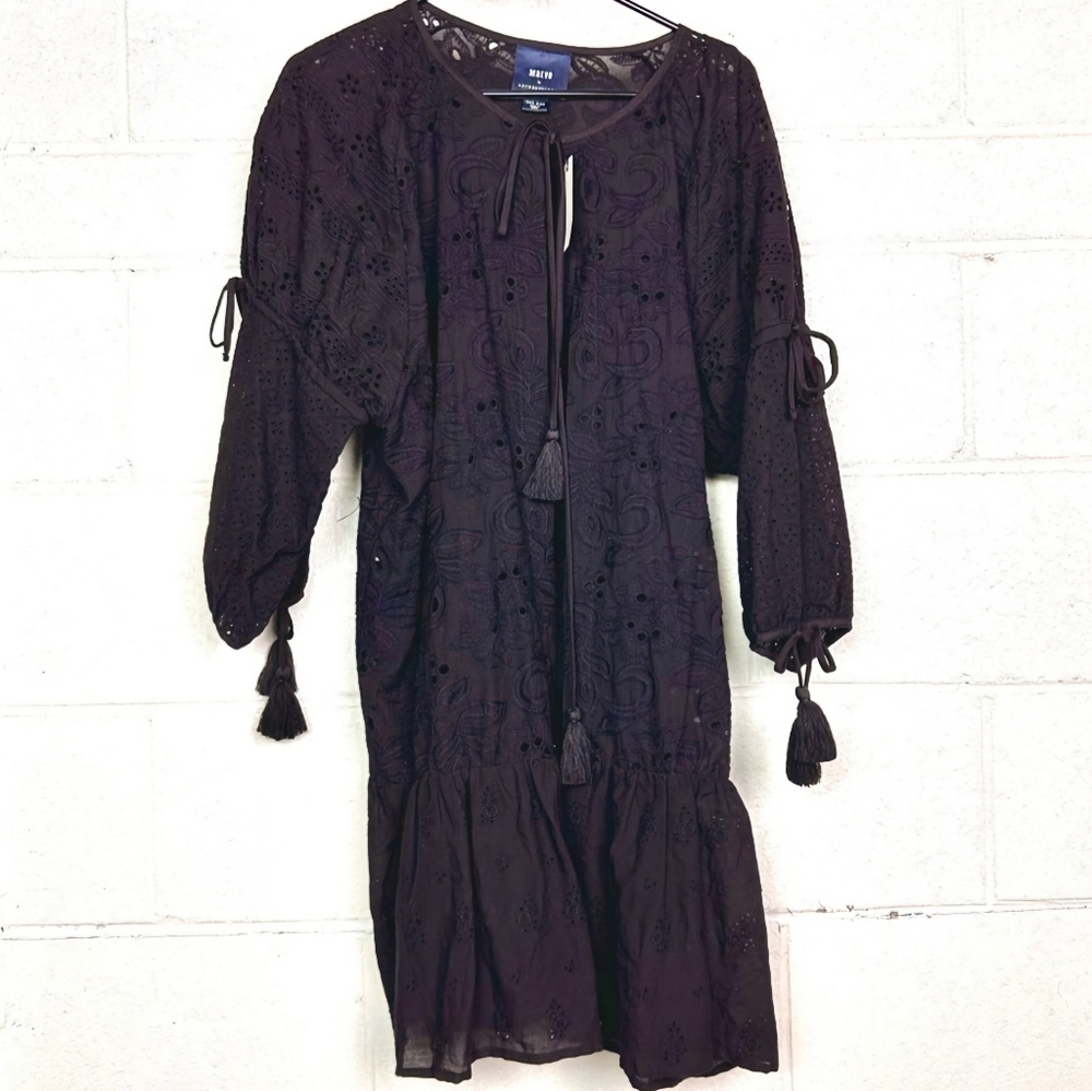 NWT! Anthro Maeve black crochet swimsuit cover-up OS